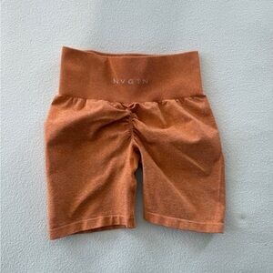 NVGTN High-Waist Ruched Bike Shorts — Rust Orange
